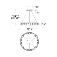 Load image into Gallery viewer, Lacey Round LED Pendant Light - line drawing.
