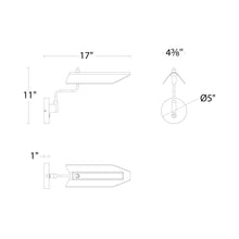 Load image into Gallery viewer, Loyd LED Swing Arm Wall Light - line drawing.
