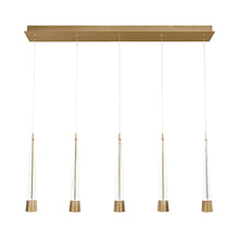 Load image into Gallery viewer, Quill LED Linear Multi Pendant Light in Aged Brass (5-Light).
