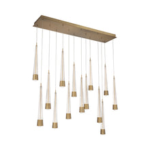 Load image into Gallery viewer, Quill LED Linear Multi Pendant Light in Aged Brass (14-Light).
