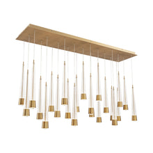Load image into Gallery viewer, Quill LED Linear Multi Pendant Light in Aged Brass (23-Light).
