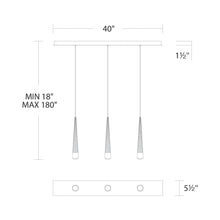 Load image into Gallery viewer, Quill LED Linear Multi Pendant Light - line drawing.
