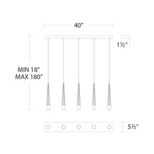 Load image into Gallery viewer, Quill LED Linear Multi Pendant Light - line drawing.
