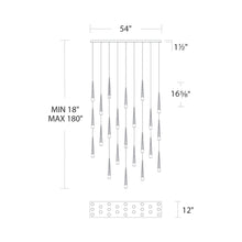 Load image into Gallery viewer, Quill LED Linear Multi Pendant Light - line drawing.
