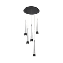 Load image into Gallery viewer, Quill Round LED Multi Pendant Light in Black (5-Light).
