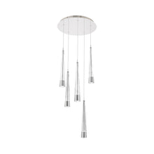 Load image into Gallery viewer, Quill Round LED Multi Pendant Light in Chrome (5-Light).
