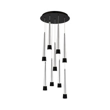 Load image into Gallery viewer, Quill Round LED Multi Pendant Light in Black (9-Light).
