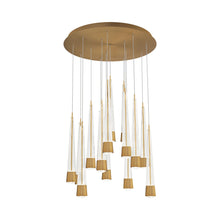 Load image into Gallery viewer, Quill Round LED Multi Pendant Light in Aged Brass (15-Light).
