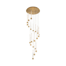 Load image into Gallery viewer, Quill Round LED Multi Pendant Light in Aged Brass (21-Light).
