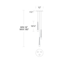 Load image into Gallery viewer, Quill Round LED Multi Pendant Light - line drawing.
