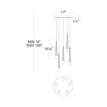 Load image into Gallery viewer, Quill Round LED Multi Pendant Light - line drawing.
