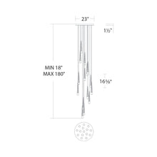 Load image into Gallery viewer, Quill Round LED Multi Pendant Light - line drawing.
