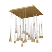 Load image into Gallery viewer, Quill Square LED Multi Pendant Light in Aged Brass (25-Light).
