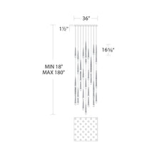 Load image into Gallery viewer, Quill Square LED Multi Pendant Light - line drawing.
