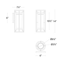 Load image into Gallery viewer, Roslyn Outdoor LED Wall Light - line drawing.
