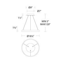 Load image into Gallery viewer, Sirius LED Pendant Light - line drawing.
