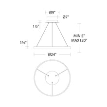 Load image into Gallery viewer, Sirius LED Pendant Light - line drawing.
