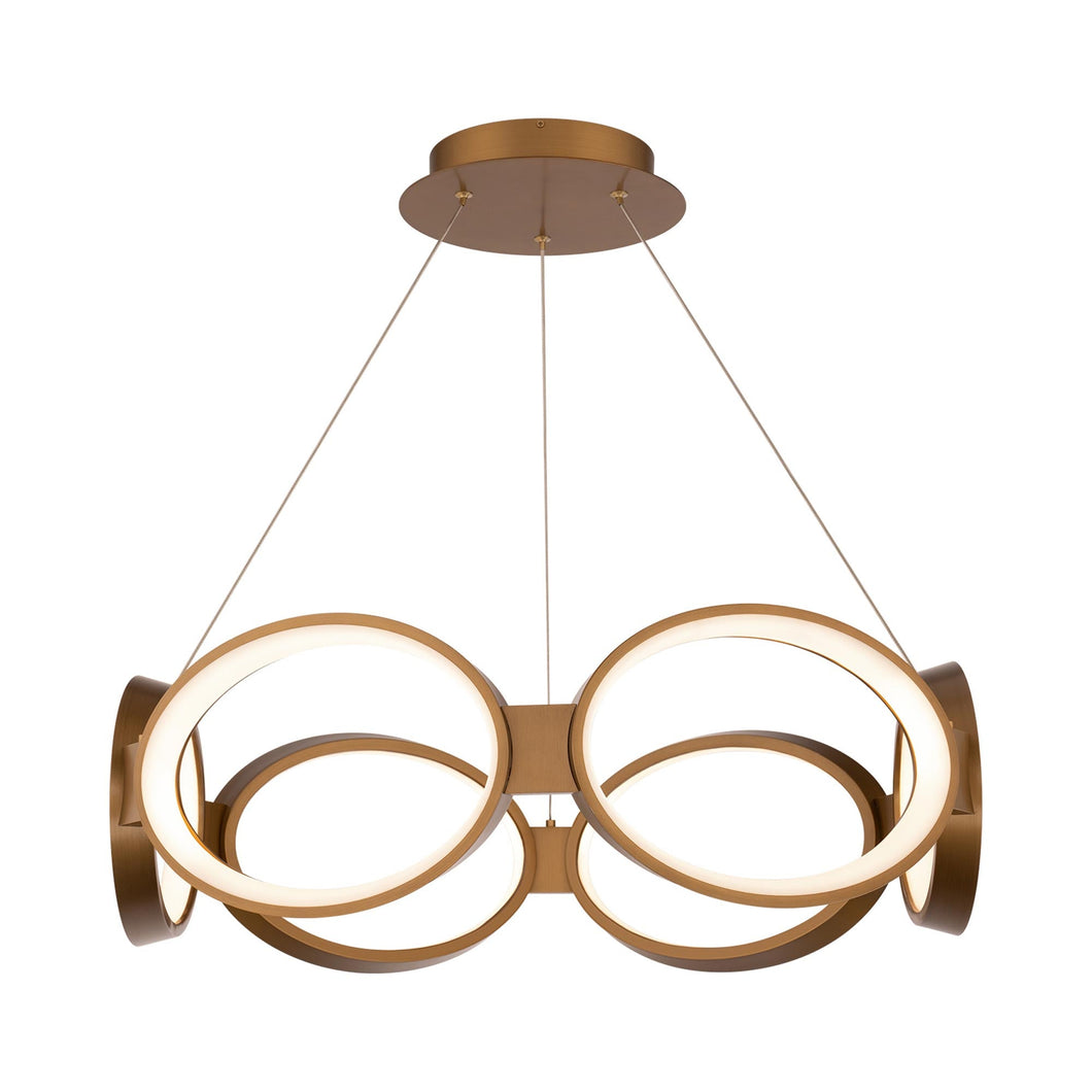 Solitaire LED Pendant Light in Aged Brass.