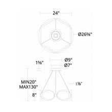 Load image into Gallery viewer, Solitaire LED Pendant Light - line drawing.
