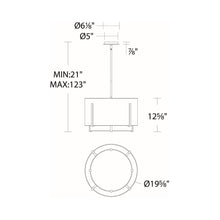 Load image into Gallery viewer, Strum LED Pendant Light - line drawing.
