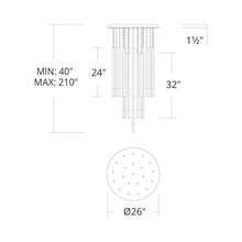 Load image into Gallery viewer, Viggo Round LED Multi Pendant Light - line drawing.
