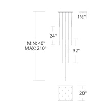 Load image into Gallery viewer, Viggo Square LED Multi Pendant Light - line drawing.
