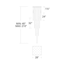 Load image into Gallery viewer, Viggo Square LED Multi Pendant Light - line drawing.
