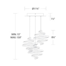 Load image into Gallery viewer, Whirl LED Multi Pendant Light - line drawing.
