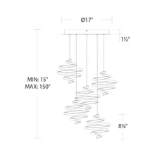 Load image into Gallery viewer, Whirl LED Multi Pendant Light - line drawing.
