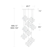 Load image into Gallery viewer, Whirl LED Multi Pendant Light - line drawing.
