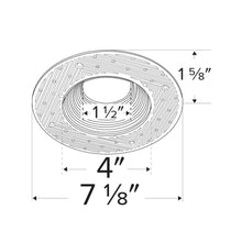 Load image into Gallery viewer, Pex™ 4&quot; Round Trimless Adjustable Baffle Trim - line drawing.
