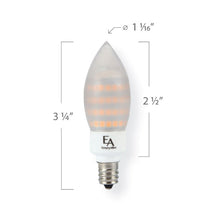 Load image into Gallery viewer, Emeryallen Candelabra Base 120V Candle Mini LED Bulb - line drawing.
