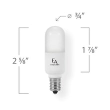 Load image into Gallery viewer, Emeryallen Candelabra Base 120V COB Mini LED Bulb - line drawing.
