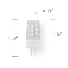 Load image into Gallery viewer, Emeryallen G4 Bi Pin Base 12V Amber Mini LED Bulb - line drawing.
