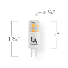 Load image into Gallery viewer, Emeryallen G4 Bi Pin Base 12V Mini LED Bulb - line drawing.
