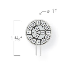 Load image into Gallery viewer, Emeryallen G4 Bi Pin Base 12V Wafer Amber Mini LED Bulb - line drawing.
