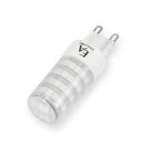 Load image into Gallery viewer, Emeryallen G9 Bi Pin Base 120V Amber Mini LED Bulb in Detail.
