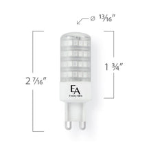 Load image into Gallery viewer, Emeryallen G9 Bi Pin Base 120V Amber Mini LED Bulb - line drawing.
