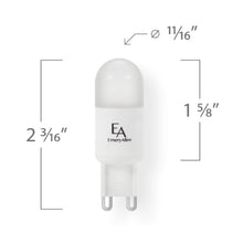Load image into Gallery viewer, Emeryallen G9 Bi Pin Base 120V COB Mini LED Bulb - line drawing.
