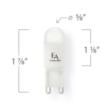 Load image into Gallery viewer, Emeryallen G9 Bi Pin Base 120V DTW Mini LED Bulb - line drawing.
