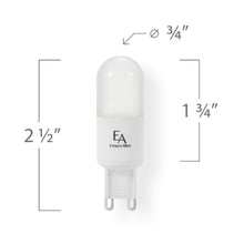 Load image into Gallery viewer, Emeryallen G9 Bi Pin Base 120V DTW Mini LED Bulb - line drawing.
