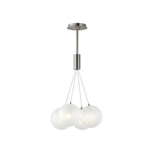 Load image into Gallery viewer, Burst LED Pendant Light in Satin Nickel/Translucent Frost (4-Light).

