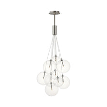 Load image into Gallery viewer, Burst LED Pendant Light in Satin Nickel/Clear (9-Light).
