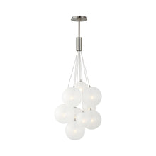 Load image into Gallery viewer, Burst LED Pendant Light in Satin Nickel/Translucent Frost (9-Light).
