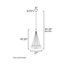 Load image into Gallery viewer, Burst LED Pendant Light - line drawing.

