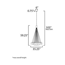 Load image into Gallery viewer, Burst LED Pendant Light - line drawing.
