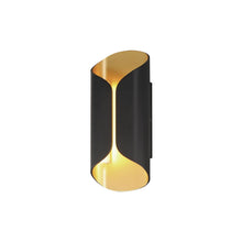 Load image into Gallery viewer, Folio Outdoor LED Wall Light in Black/Gold (13.75-Inch).
