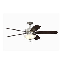 Load image into Gallery viewer, Aire Deluxe Indoor Ceiling Fan in Brushed Nickel (Cherry/Dark Walnut) (With Light Lit).
