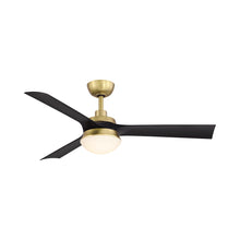Load image into Gallery viewer, Barlow Indoor / Outdoor LED Ceiling Fan in Brushed Satin Brass / Black.
