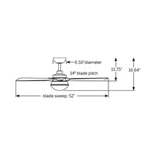 Load image into Gallery viewer, Barlow Indoor / Outdoor LED Ceiling Fan - line drawing.
